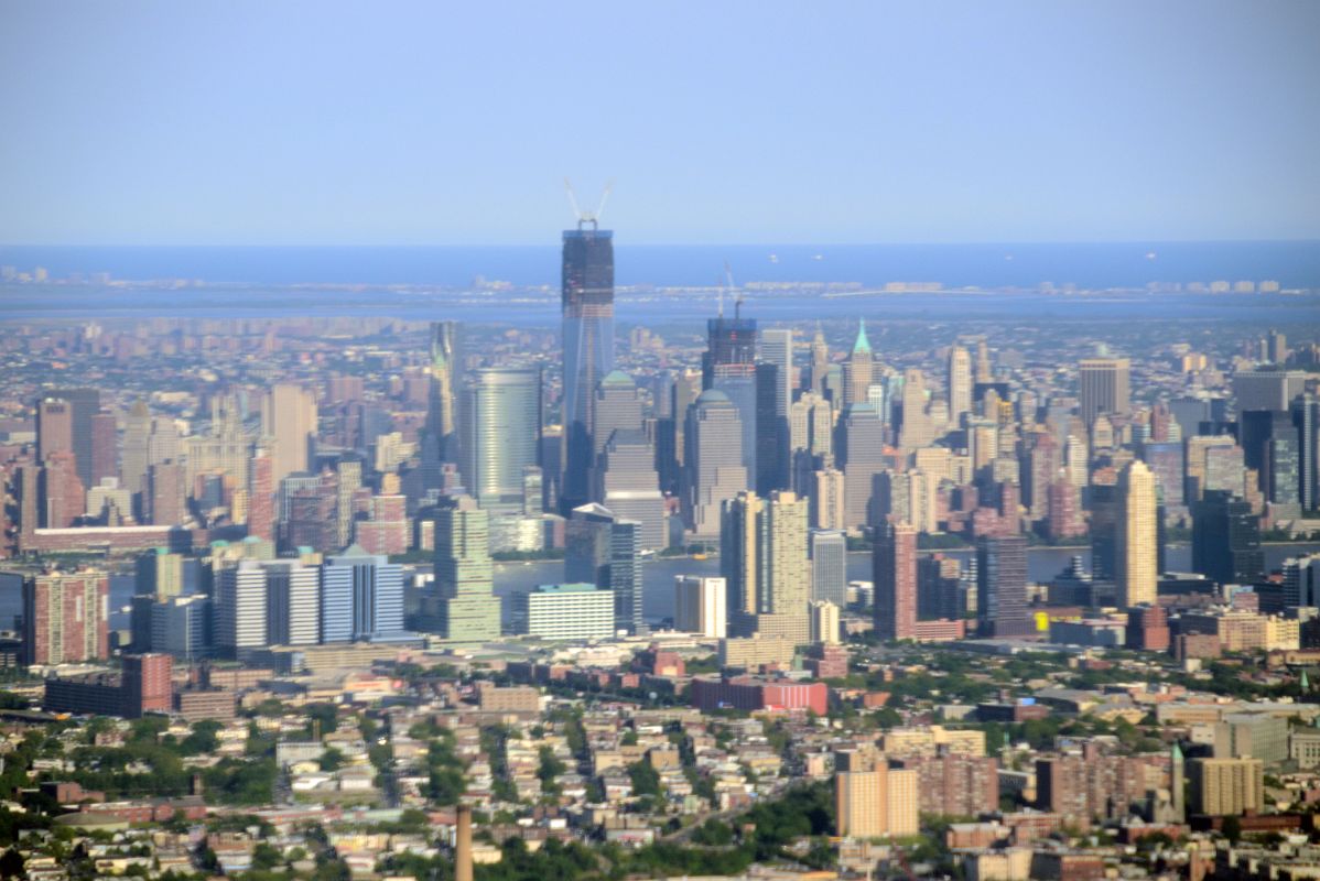 00-3 New York Financial District From Airplane Landing At Newark New Jersey